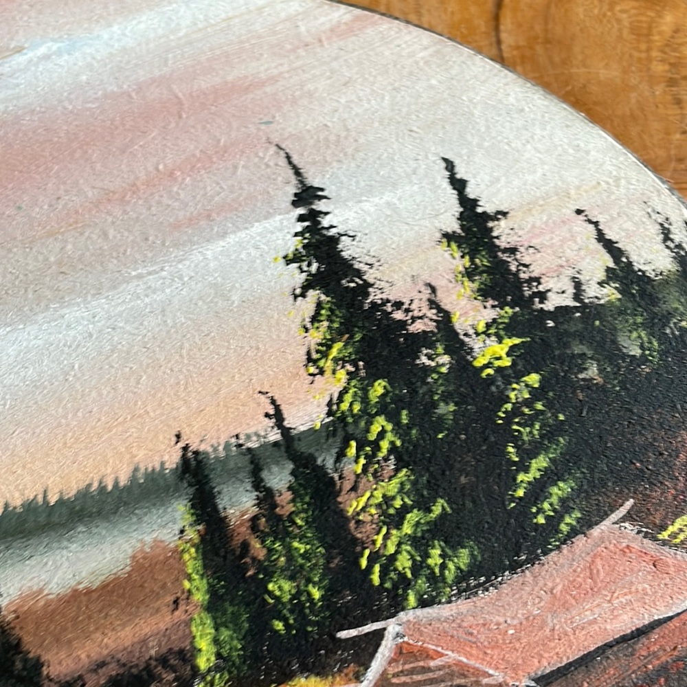 Ray Senft vintage hand painted wood log cabin in the woods forest nature 1970s - Picture 5 of 14